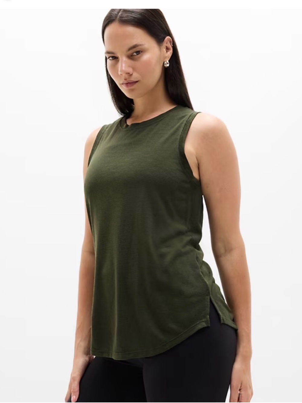 Athleta Breezy Tank (Aspen Olive) — Crew Neck Sleeveless